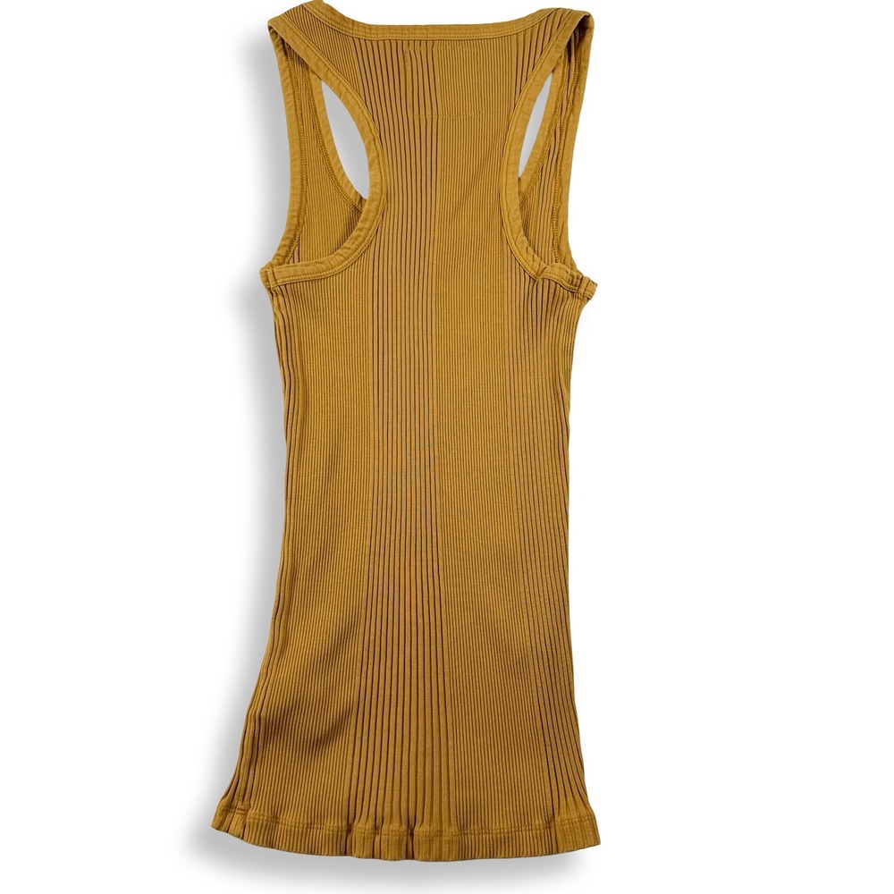 Aerie Ribbed Racerback Tank Top Mustard Yellow Ochre Small S 37F5G4Q - Picture 2 of 7
